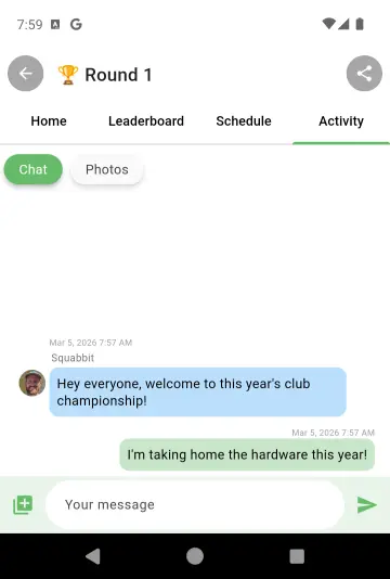 Activity tab for messages and photos