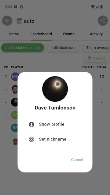Changing your nickname on the leaderboard
