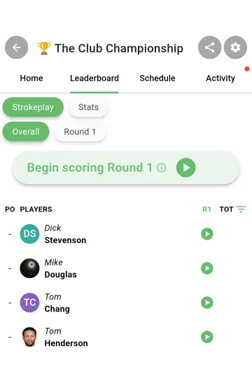 Start Round button on the leaderboard